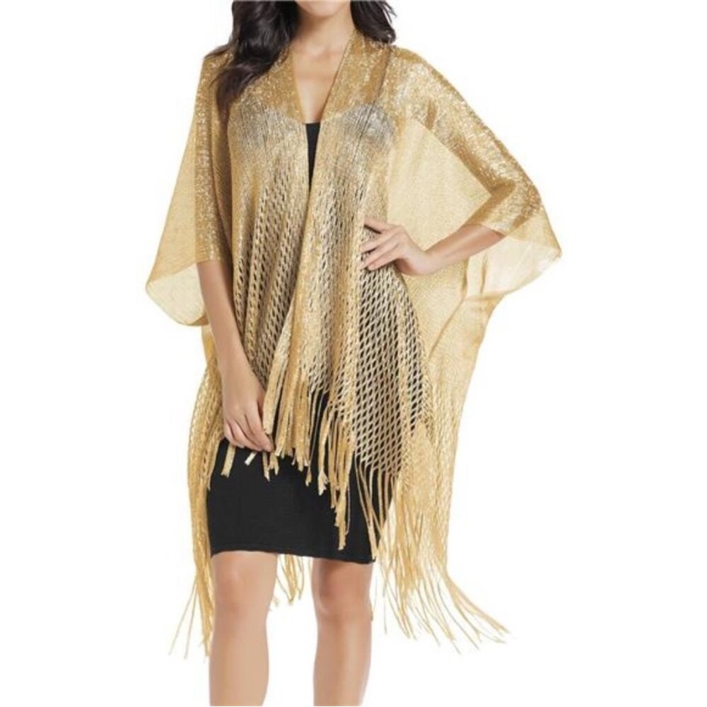 Women's Kimono Cardigan Shawl Wrap, Gold